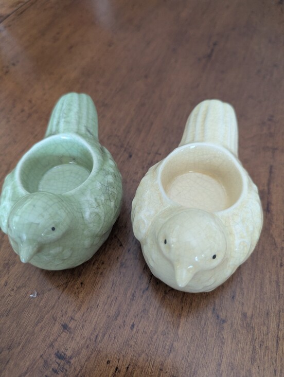 Other - Ceramic Bird Salt and Pepper Shakers — Pale Green & Cream